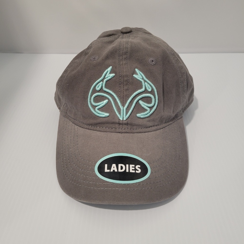 Realtree Ladies Hat Gray Embroidered Logo Adjustable Back Casual Cap